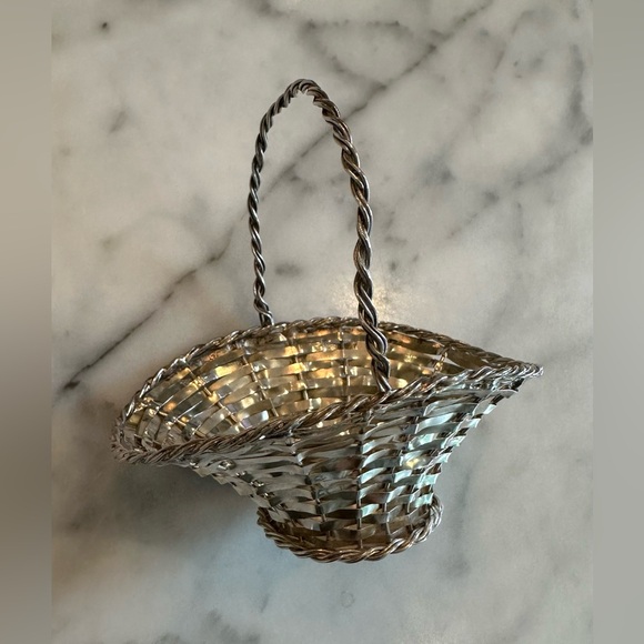 RARE Sterling Silver Handwoven Basket - True Vintage / Antique - Picture 4 of 10